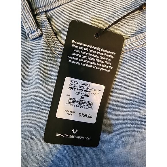 True Religion Joey Rise Flare World‎ Tour Womens 28x32 New Blue - Picture 2 of 10